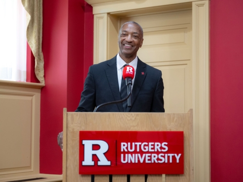 President Dr. William F. Tate IV speaks and takes questions from the press at his first news conference